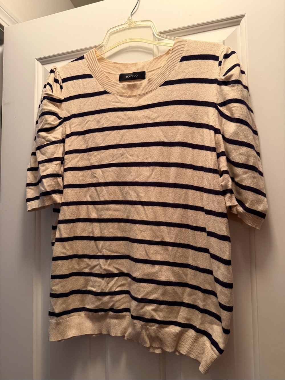 Dokotoo Women's Short Puff, Striped Lightweight Sweater, Size XL